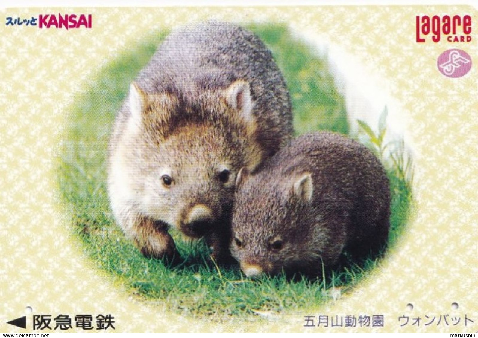 Japan Prepaid Lagare Card 1000 - Kansai Animals Wombat - Japan