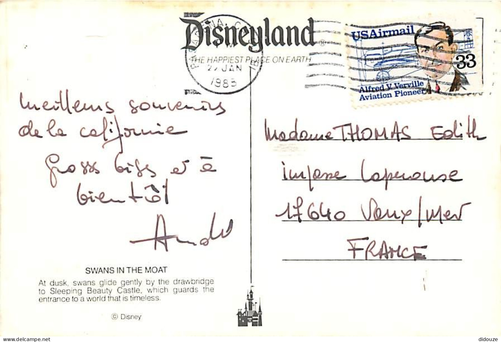Parc D'Attractions - Disneyland Anaheim - Swans In The Moat - CPM - Voir Scans Recto-Verso - Disneyland