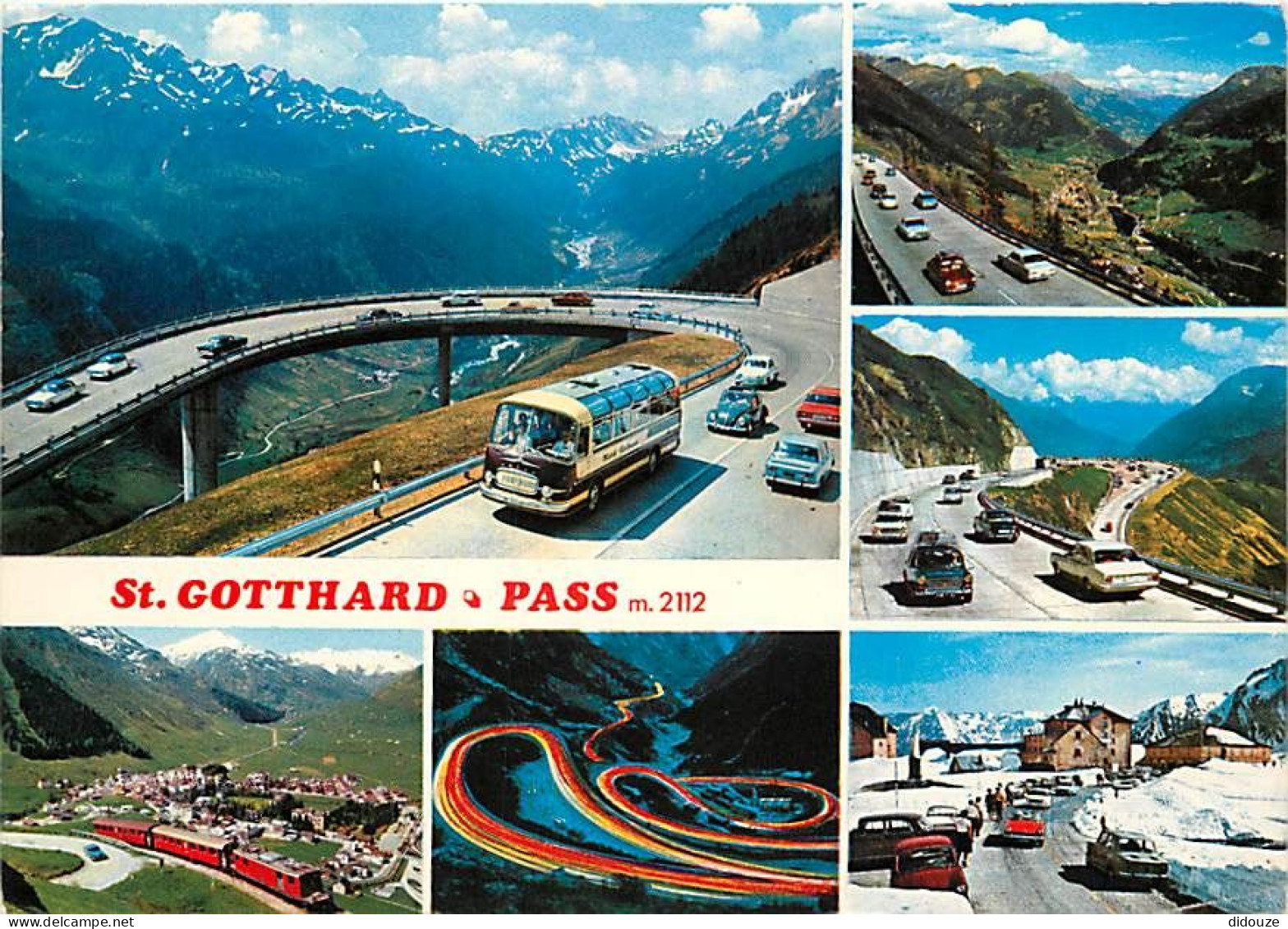 Automobiles - Suisse - Switzerland - St Gotthard Pass - Multivues - Bus - Autocar - CPM - Voir Scans Recto-Verso - Passenger Cars