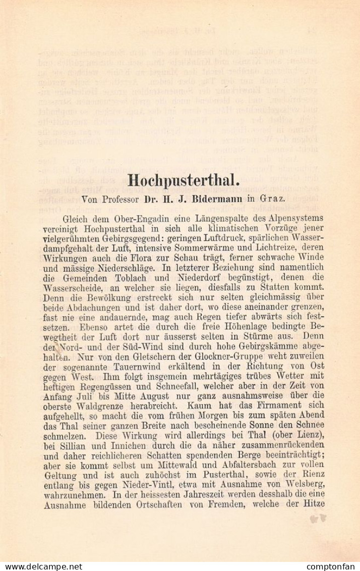 A102 1478 Bidermann Hochpustertal Pustertal Sexten Prags Artikel 1887 - Andere & Zonder Classificatie