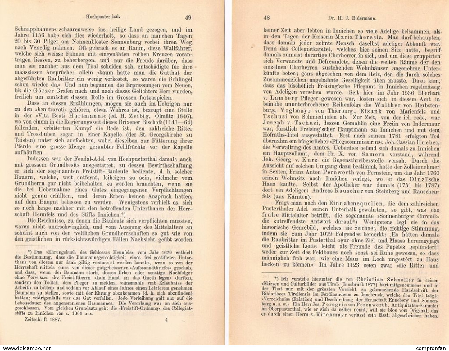 A102 1478 Bidermann Hochpustertal Pustertal Sexten Prags Artikel 1887 - Autres & Non Classés
