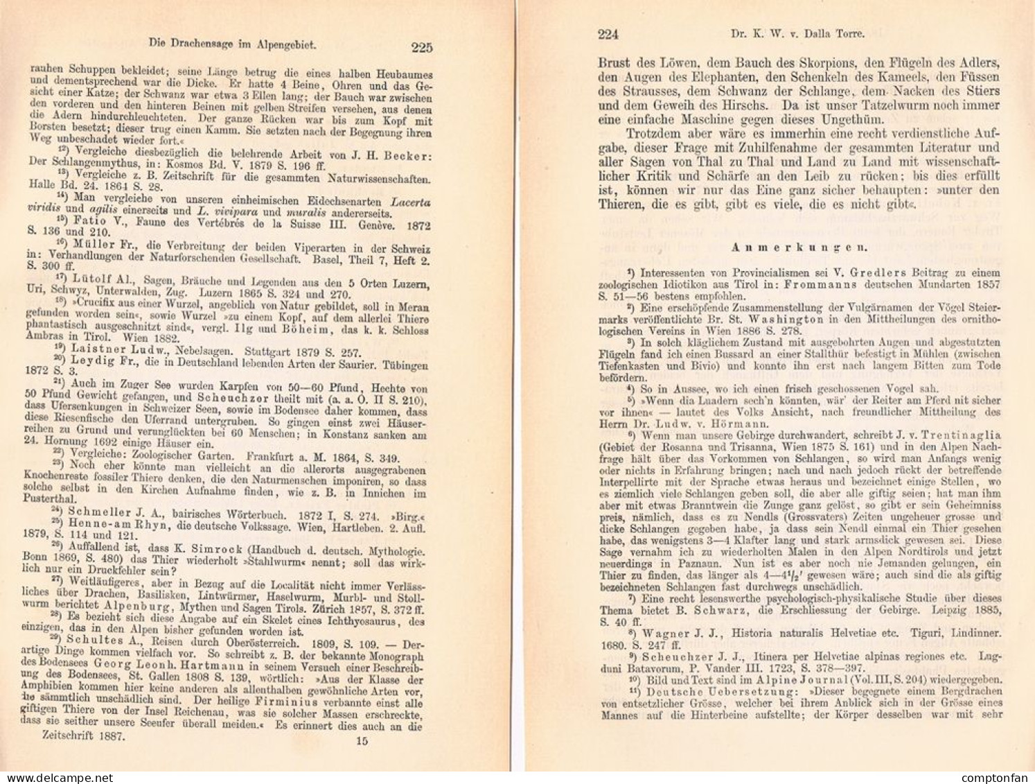 A102 1479 Dalla Torre Drachensage Alpen Mythologie Artikel 1887 - Autres & Non Classés