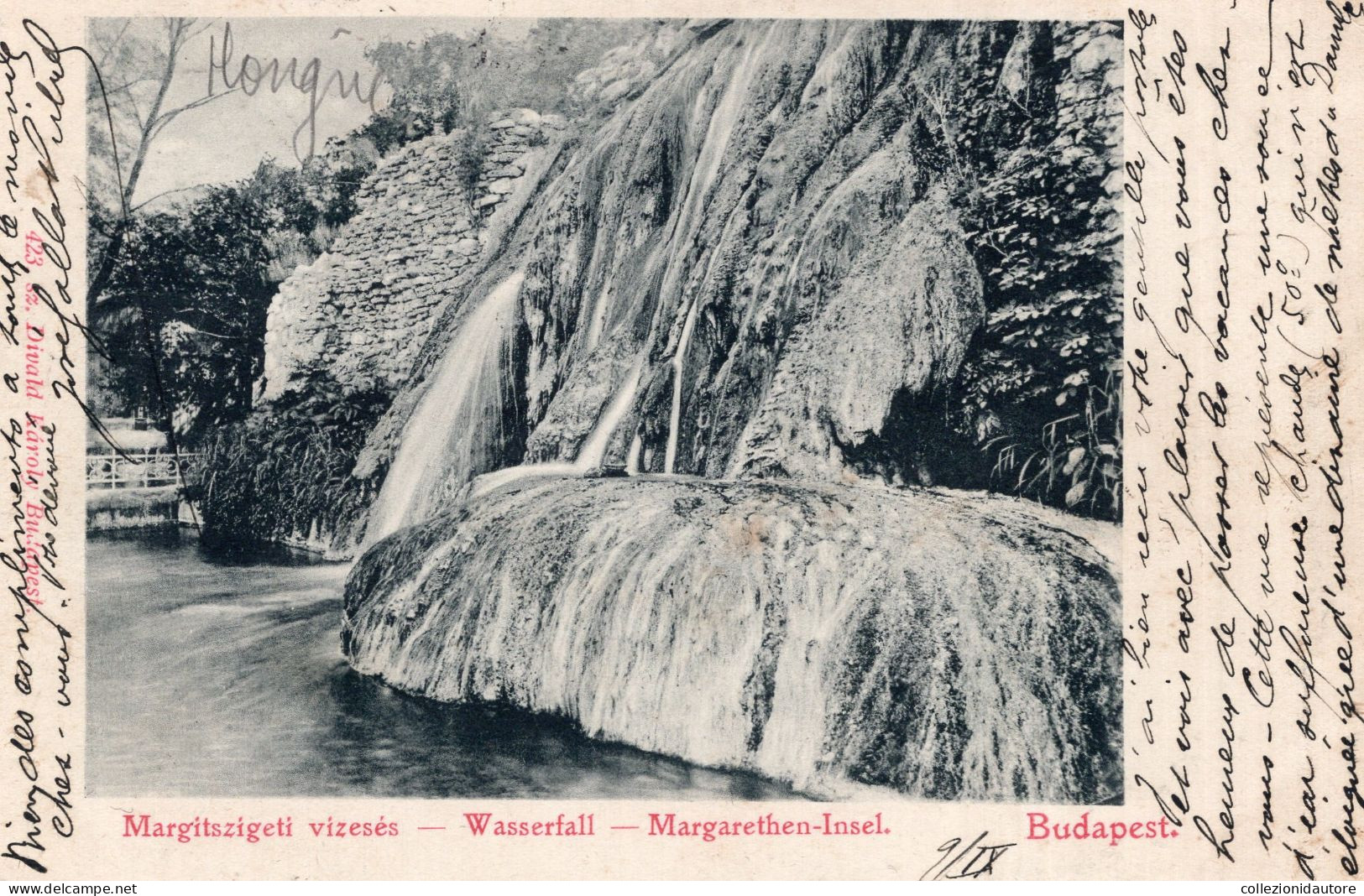 BUDAPEST - MARGITSZIGETI VÍZESÉS - WASSERFALL - MARGARETHEN-INSEL - CARTOLINA FP SPEDITA NEL 1902 - Hongarije