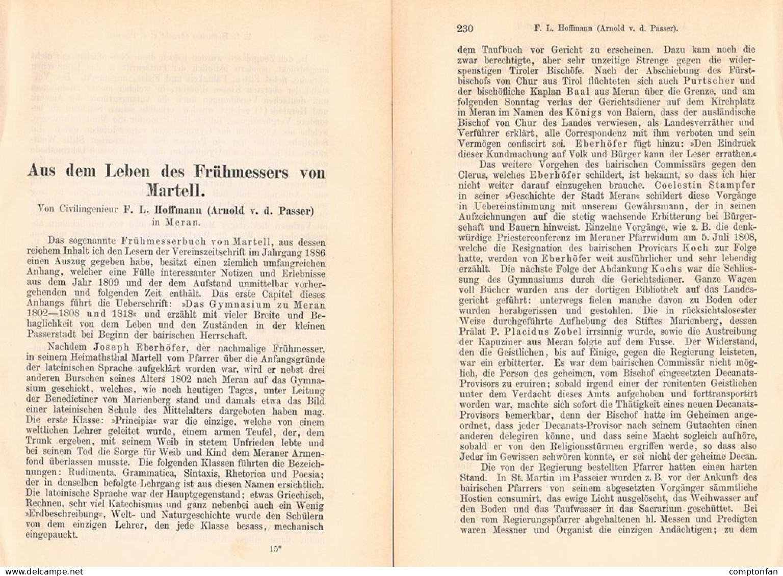 A102 1480 Hoffmann Martell Frühmesser Martelltal Südtirol Artikel 1887 - Autres & Non Classés