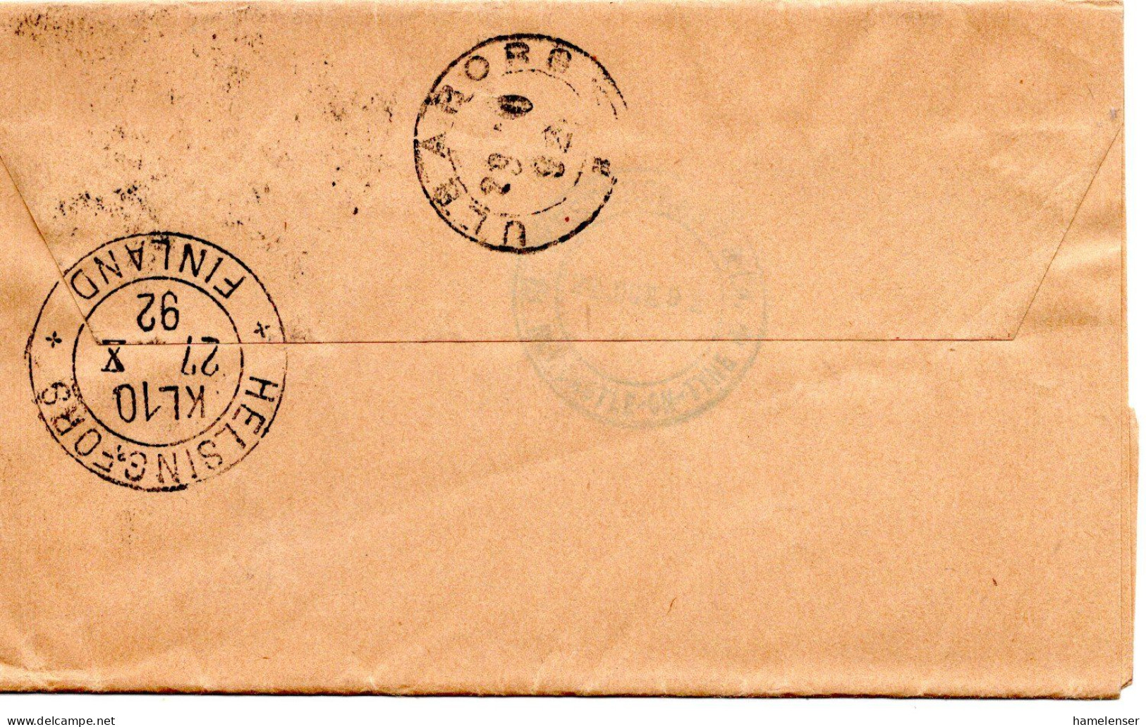 78309 - Grossbritannien - 1892 - 1/2d GAStreifband NEWCASTLE-ON-TYNE -> HELSINGFORS (Finnland) -> ULEABORG - Briefe U. Dokumente