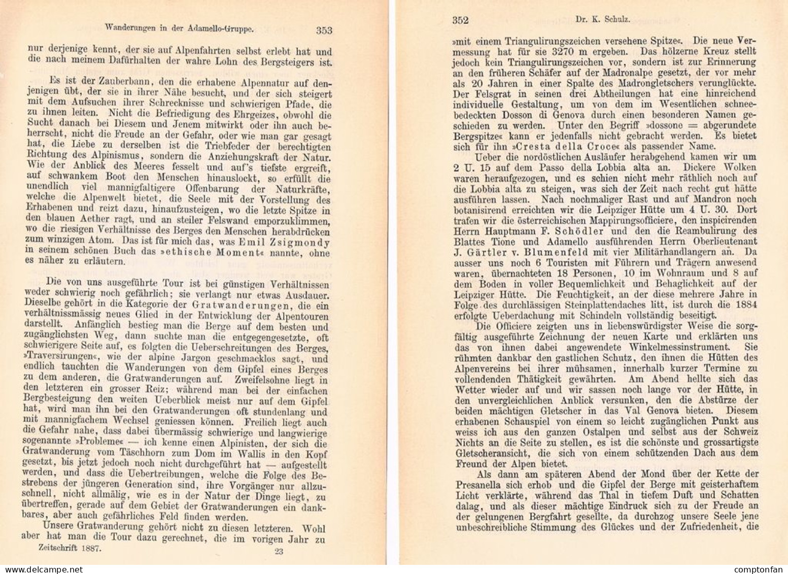 A102 1481 Schulz Compton Wanderungen Adamello Artikel 1887 - Sonstige & Ohne Zuordnung