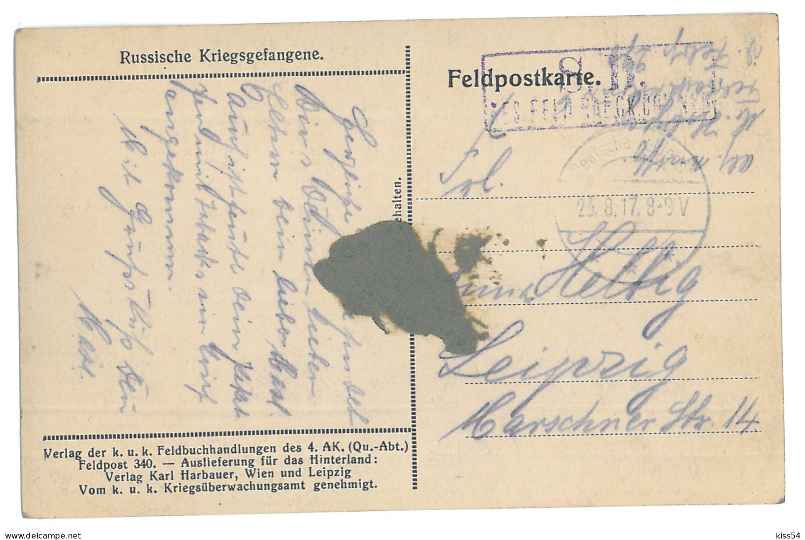 RUS 56 - 13245 Russian Prisoners, Russia - Old Postcard, CENSOR - Used - 1917 - Russland
