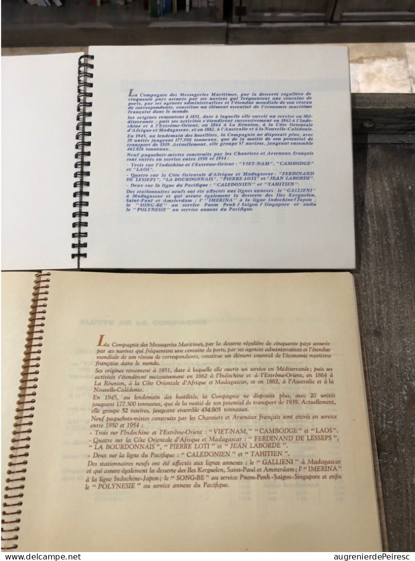 Lot De 2 Agenda Des Messageries Maritimes 1960 1961 - Andere & Zonder Classificatie