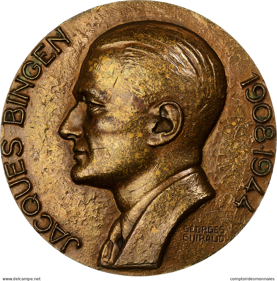 France, Médaille, Jacques Bingen, Bronze, Guiraud, SPL - Andere & Zonder Classificatie