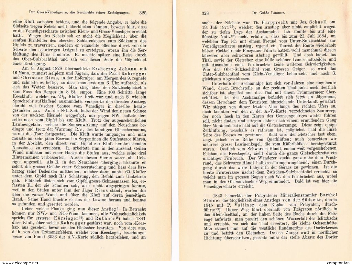 A102 1482 Guido Lammer Großvenediger Hohen Tauern Ersteigungen Artikel 1887 - Otros & Sin Clasificación