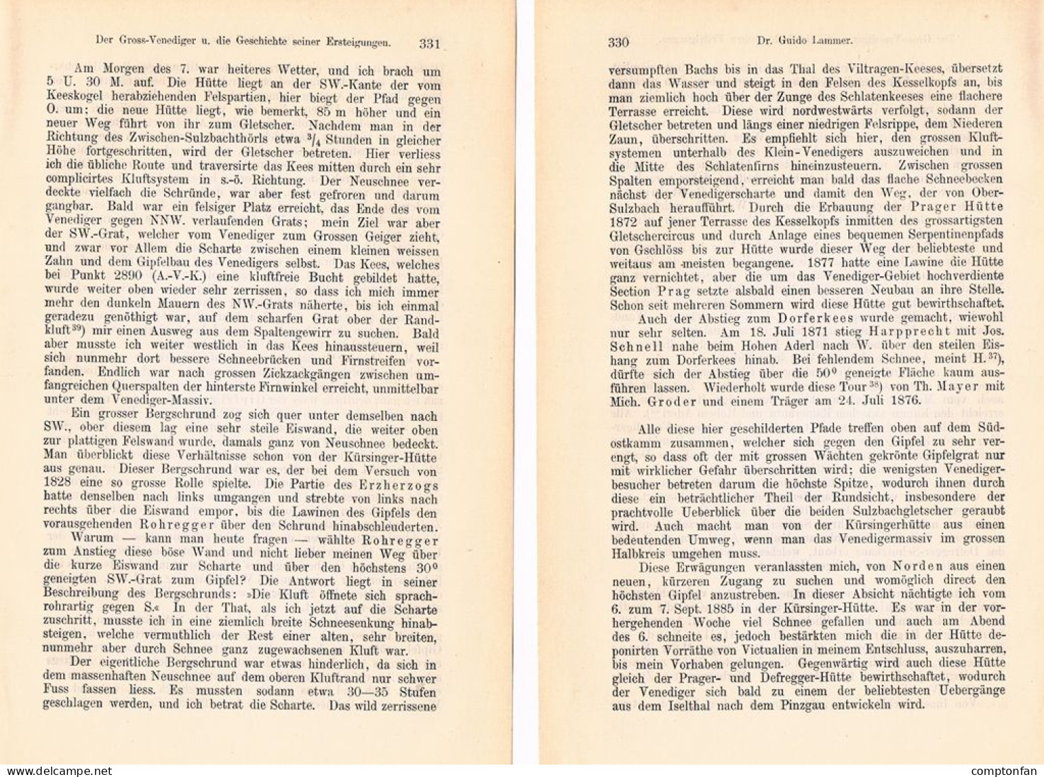 A102 1482 Guido Lammer Großvenediger Hohen Tauern Ersteigungen Artikel 1887 - Altri & Non Classificati