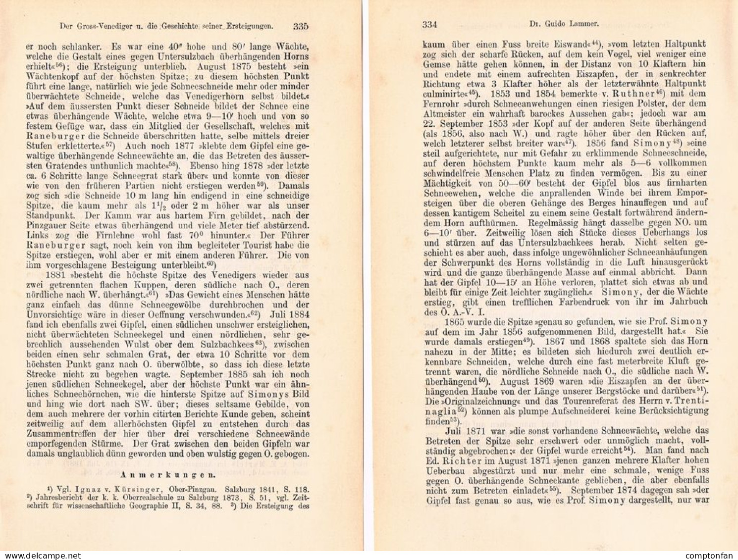A102 1482 Guido Lammer Großvenediger Hohen Tauern Ersteigungen Artikel 1887 - Autres & Non Classés