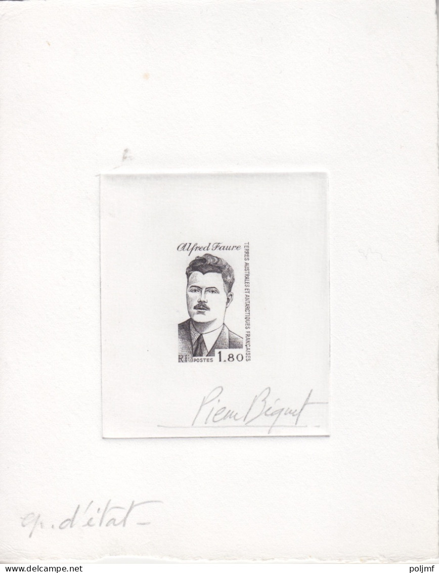 Epreuve D'état Du N° 104 (Alfred Faure) 1f80, Format 133 X 171, Signée Pierre Béquet - Cartas & Documentos