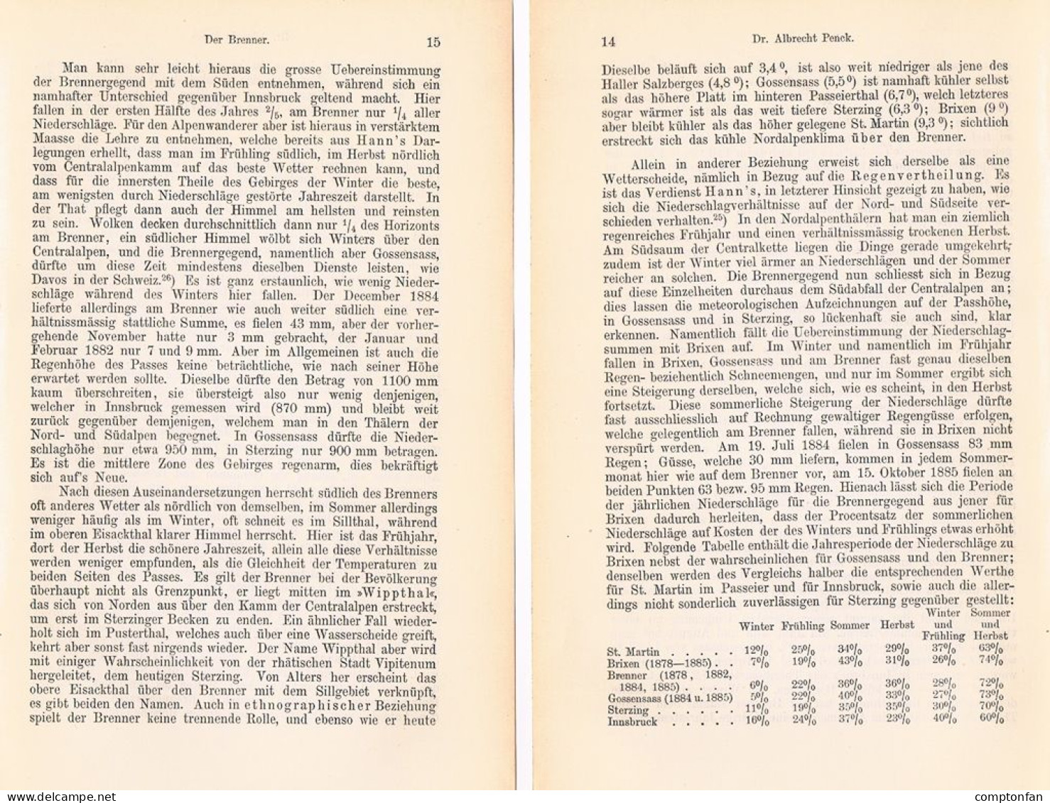A102 1484 Albrecht Penck Brenner Brennero Südtirol Artikel 1887 - Autres & Non Classés