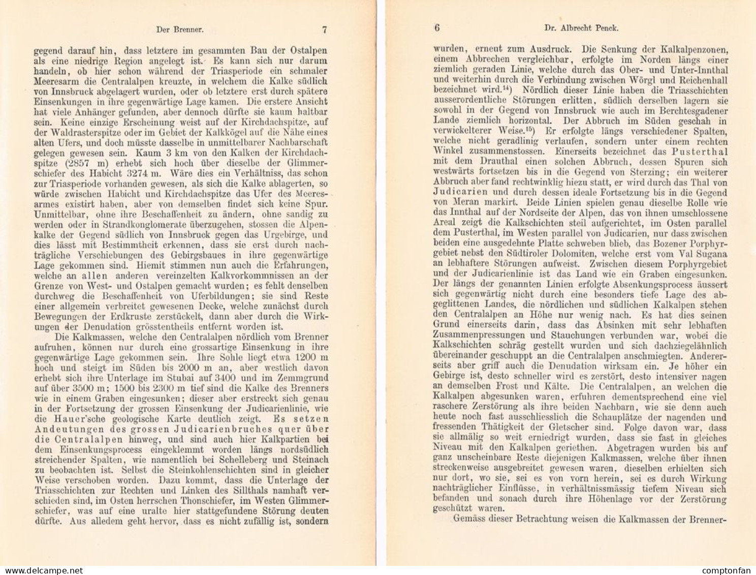 A102 1484 Albrecht Penck Brenner Brennero Südtirol Artikel 1887 - Sonstige & Ohne Zuordnung