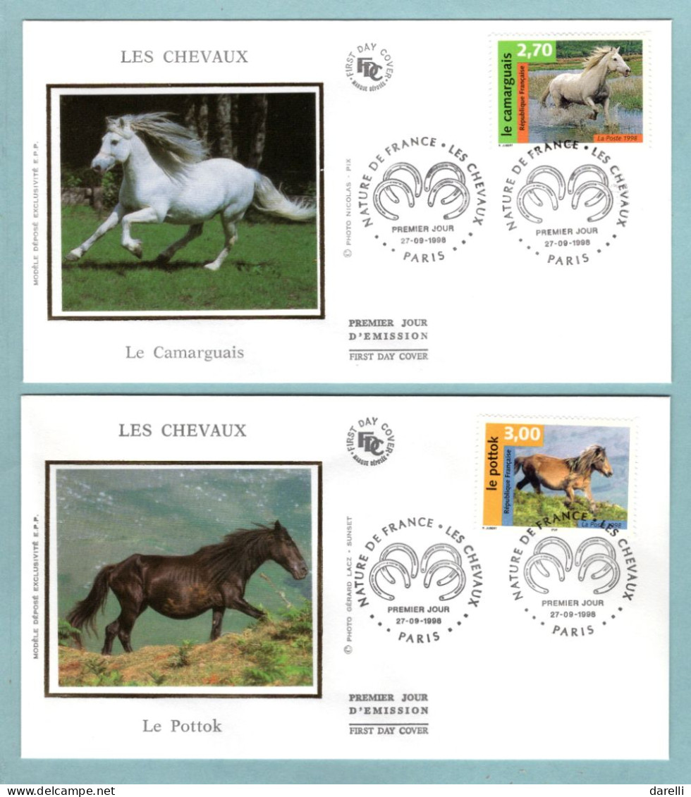 FDC France 1998 - Nature De France : 1998 - Nature De France : Chevaux - YT 3182 à YT 3185 - - YT 3182 à YT 3185 - Paris - 1990-1999