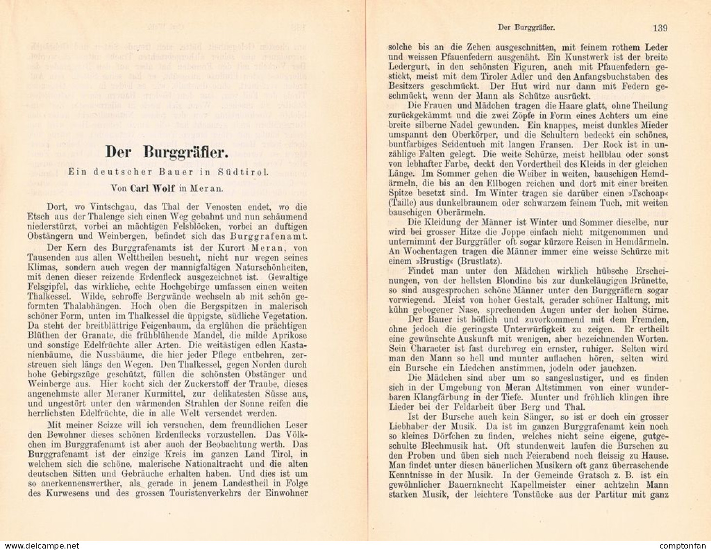 A102 1486 Carl Wolf Burggräfler Burggrafenamt Meran Artikel 1888 - Sonstige & Ohne Zuordnung