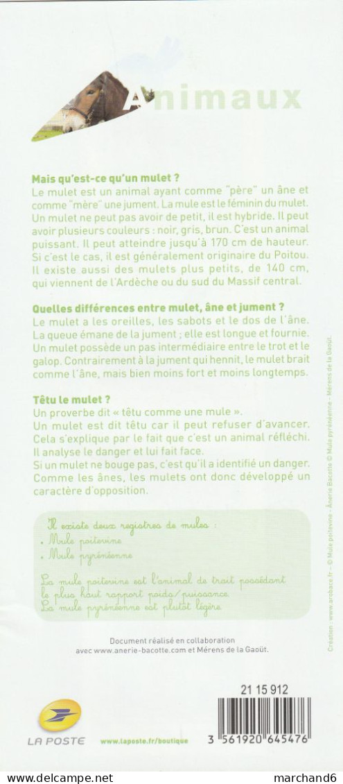 Feuillet Collector Mule & Mulet Mes Compagnons France 2015 IDT L P 20gr 4 Timbres Autoadhésifs N°307 - Collectors