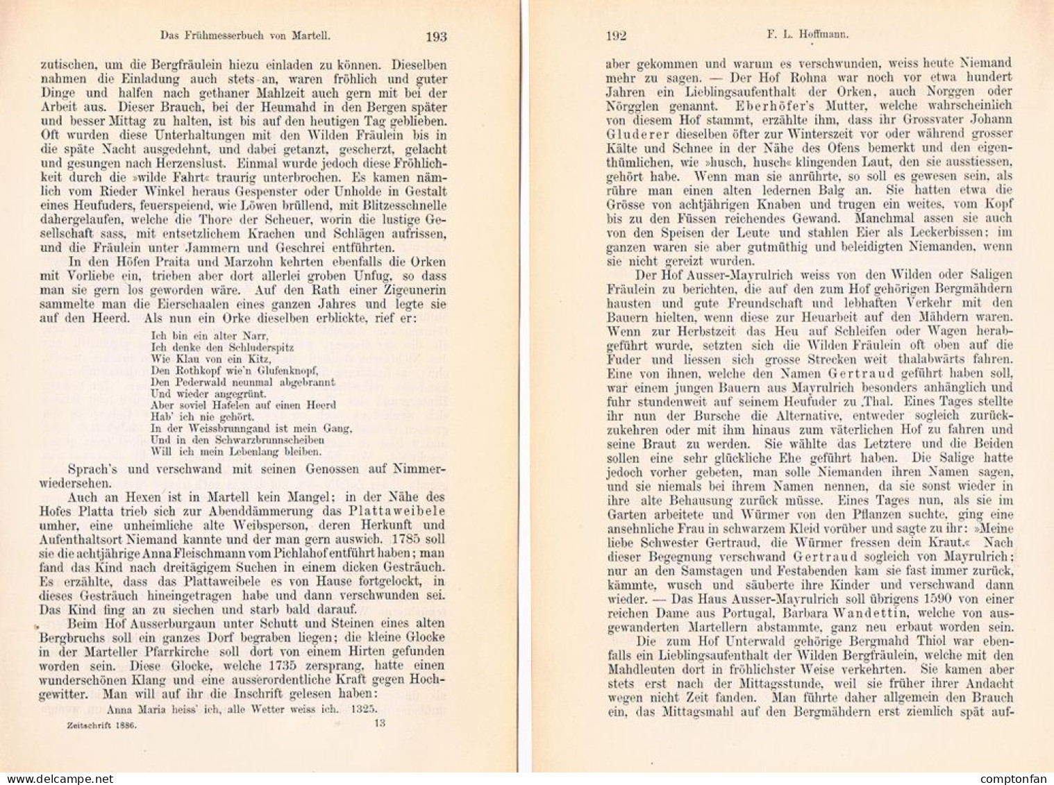 A102 1488 Hoffmann Martell Frühmesserbuch Martelltal Südtirol Artikel 1886 - Sonstige & Ohne Zuordnung