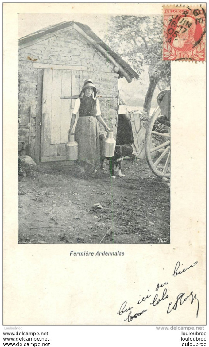 FERMIERE ARDENNAISE AVEC POTS A LAIT ET LE CHIEN 1905 - Andere & Zonder Classificatie