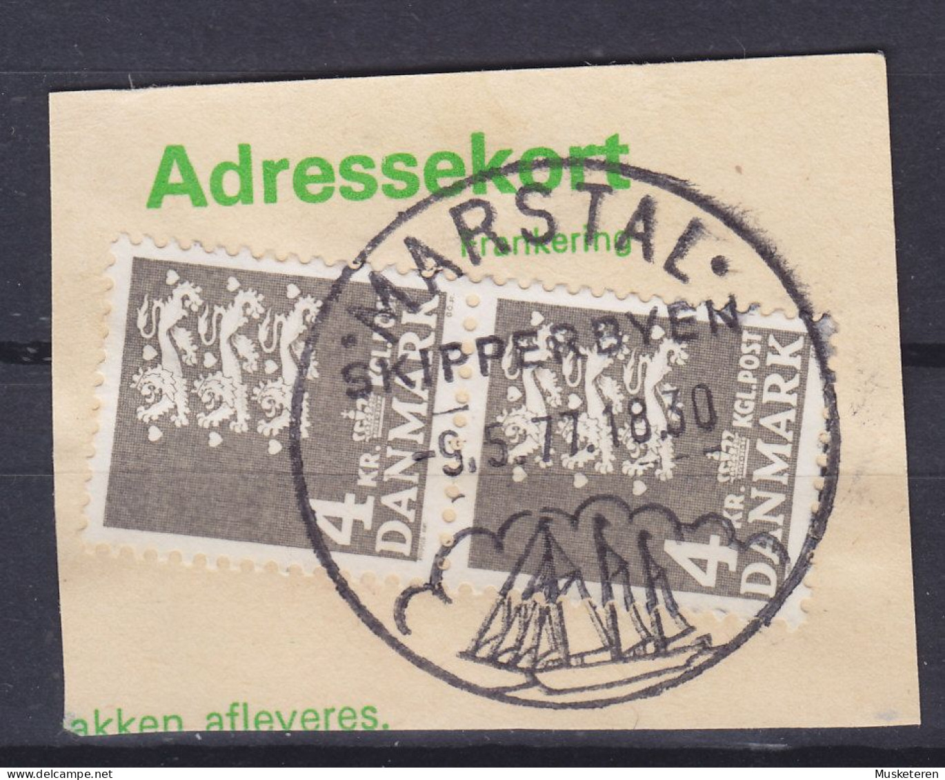 Denmark 1969 Mi. 484, 4.00 Kr Kleines Reichswappen Sonderstempel 'Skipperbyen' MARSTAL 1977 Clip - Gebruikt