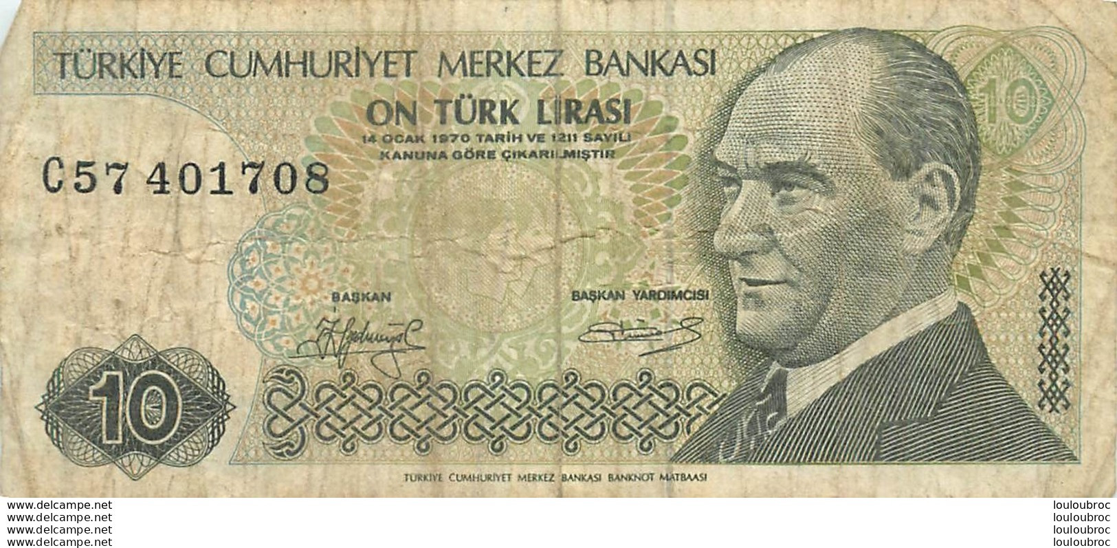 BILLET  TURKIYE 10  ON TURK LIRASI - Turkey