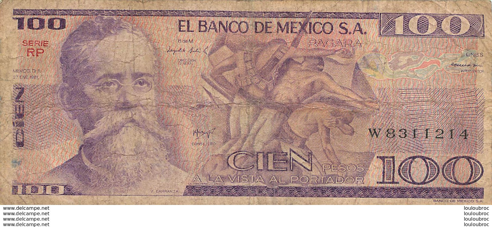 BILLET  EL BANCO DE MEXICO 100 PESOS - México