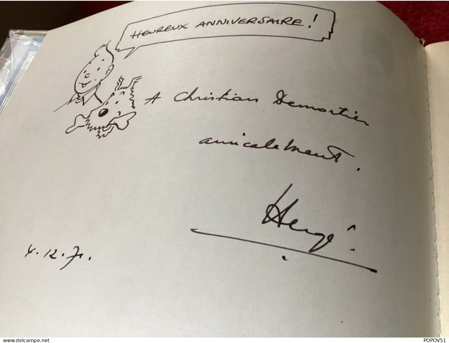 HERGÉ Dessin Dédicacé D’HERGÉ - Autographed