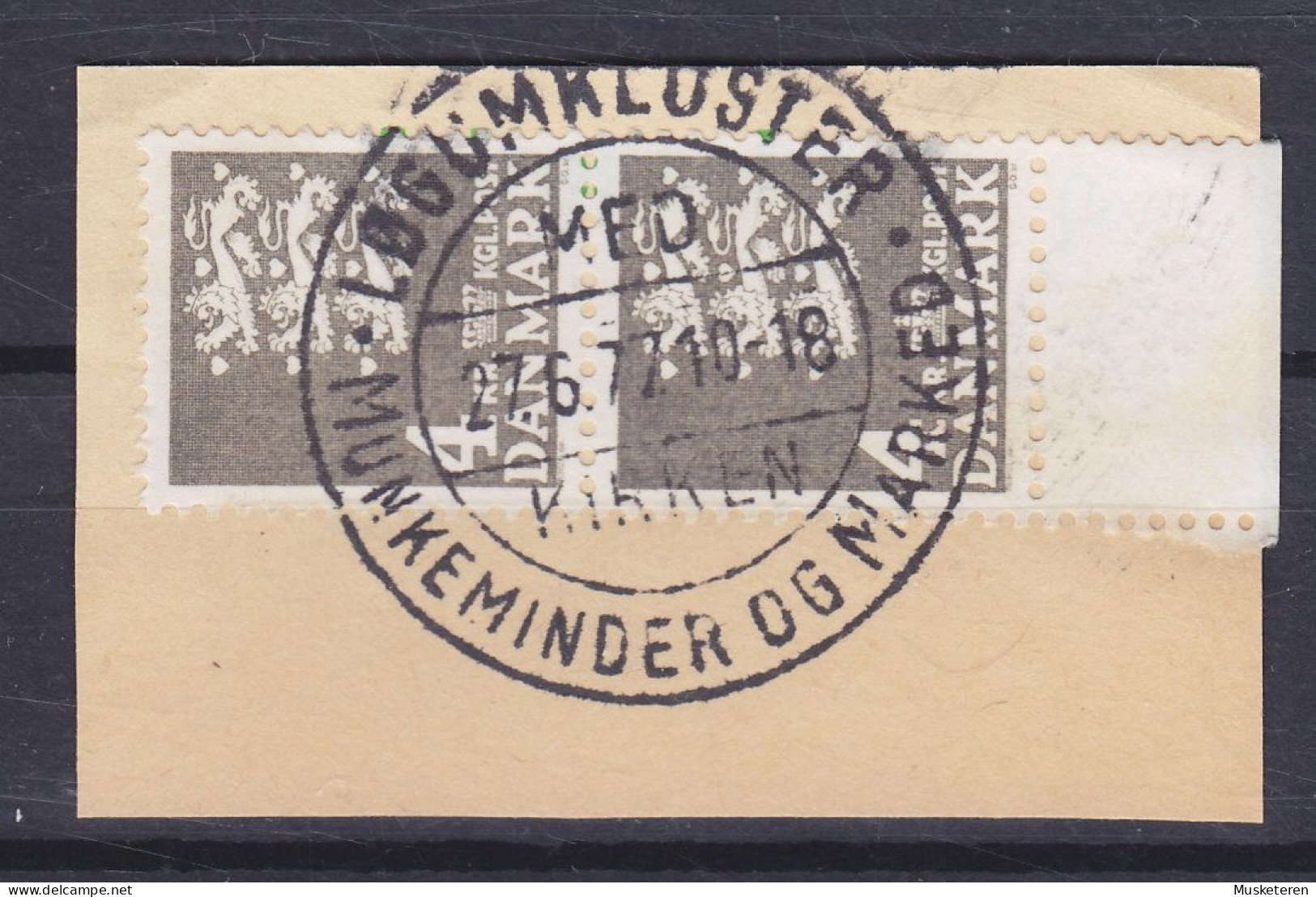 Denmark 1969 Mi. 484, 4.00 Kr Kleines Reichswappen Sonderstempel 'Kirken, Munkeminder Og Marked' LØGUMKLOSTER 1977 Clip - Usati