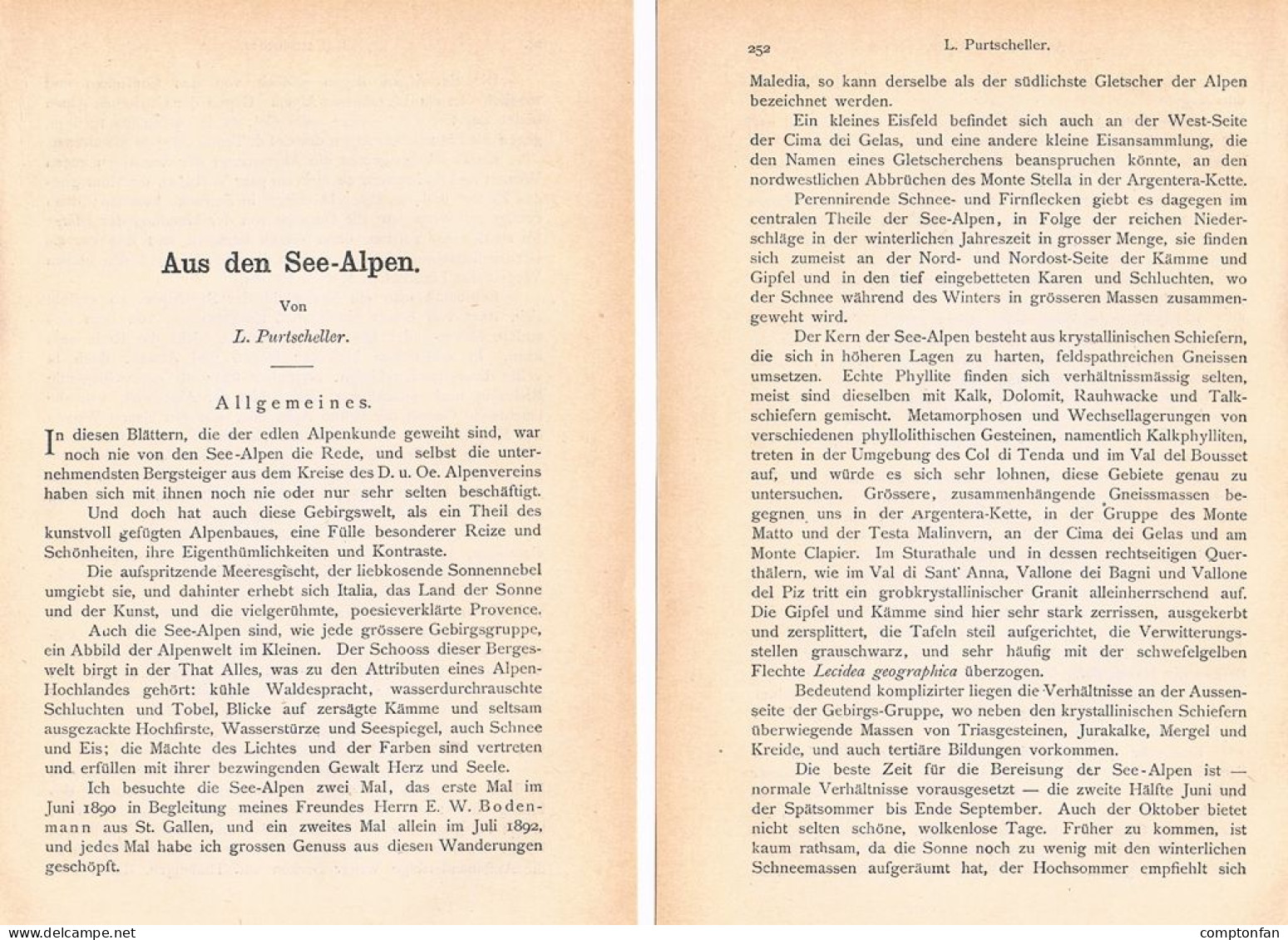 A102 1492 Purtscheller Seealpen Alpes Maritimes Westalpen Artikel 1893 - Sonstige & Ohne Zuordnung