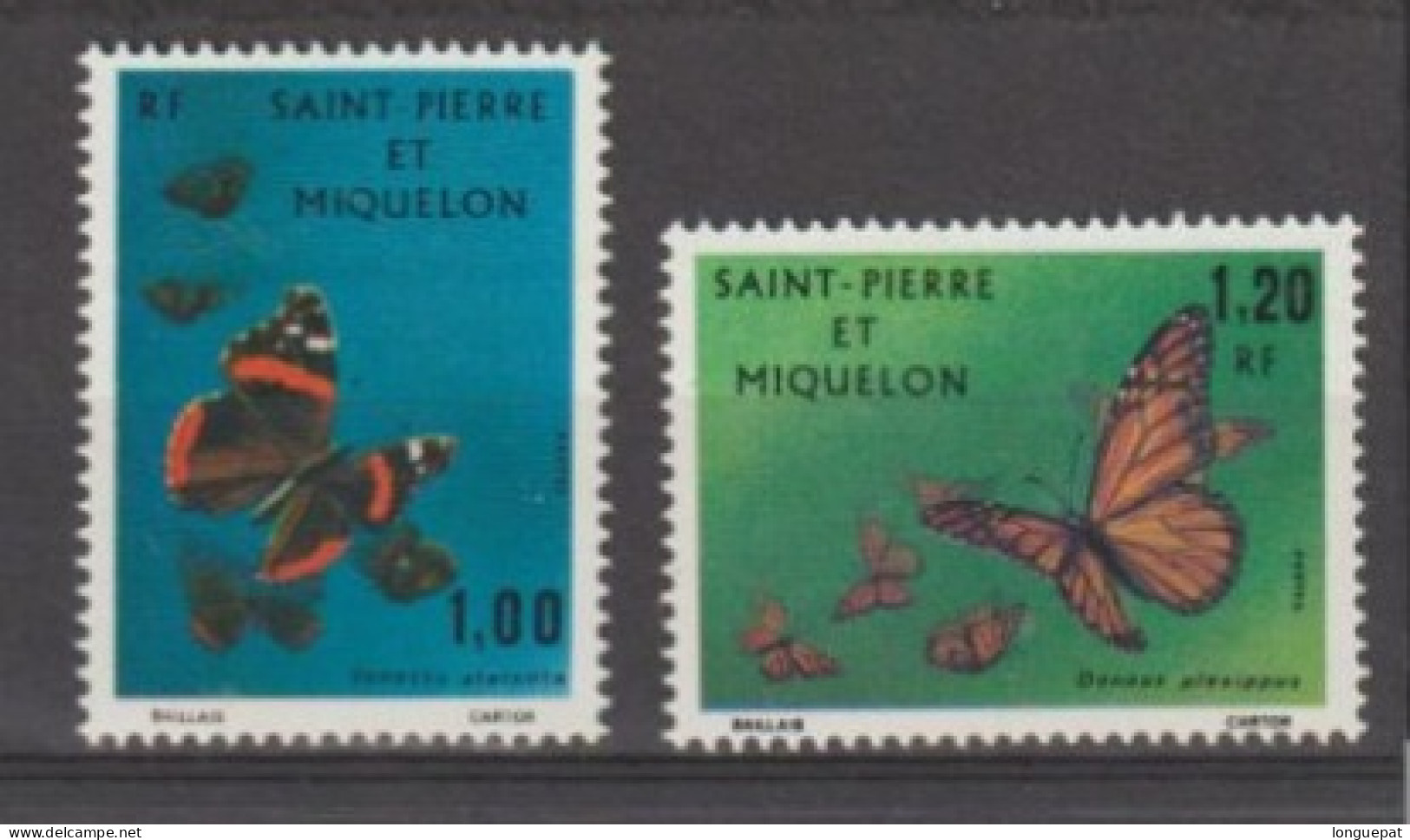 SAINT-PIERRE Et MIQUELON - Faune - Papillons - Insectes - Lépidoptères - Vanessa Atalanta, Danaus Plexippus - Neufs