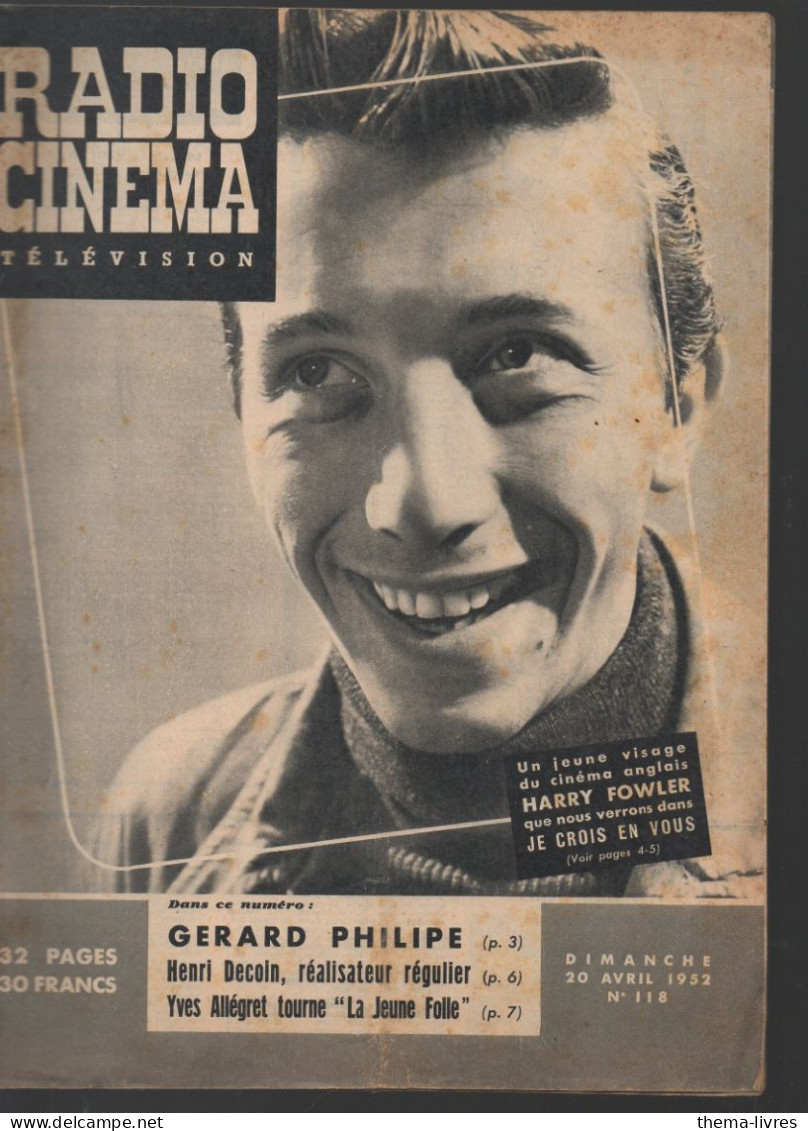 Revue  RADIO CINEMA TELEVISION  N°118 20 Avril 1952  Harry FOWLER   En Couv. (CAT4083 / 118) - Audio-Visual