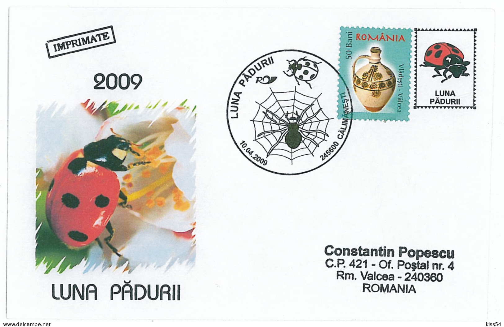 COV 13 - 524 LADYBUG, Romania - Cover - Used - 2010 - Lettres & Documents