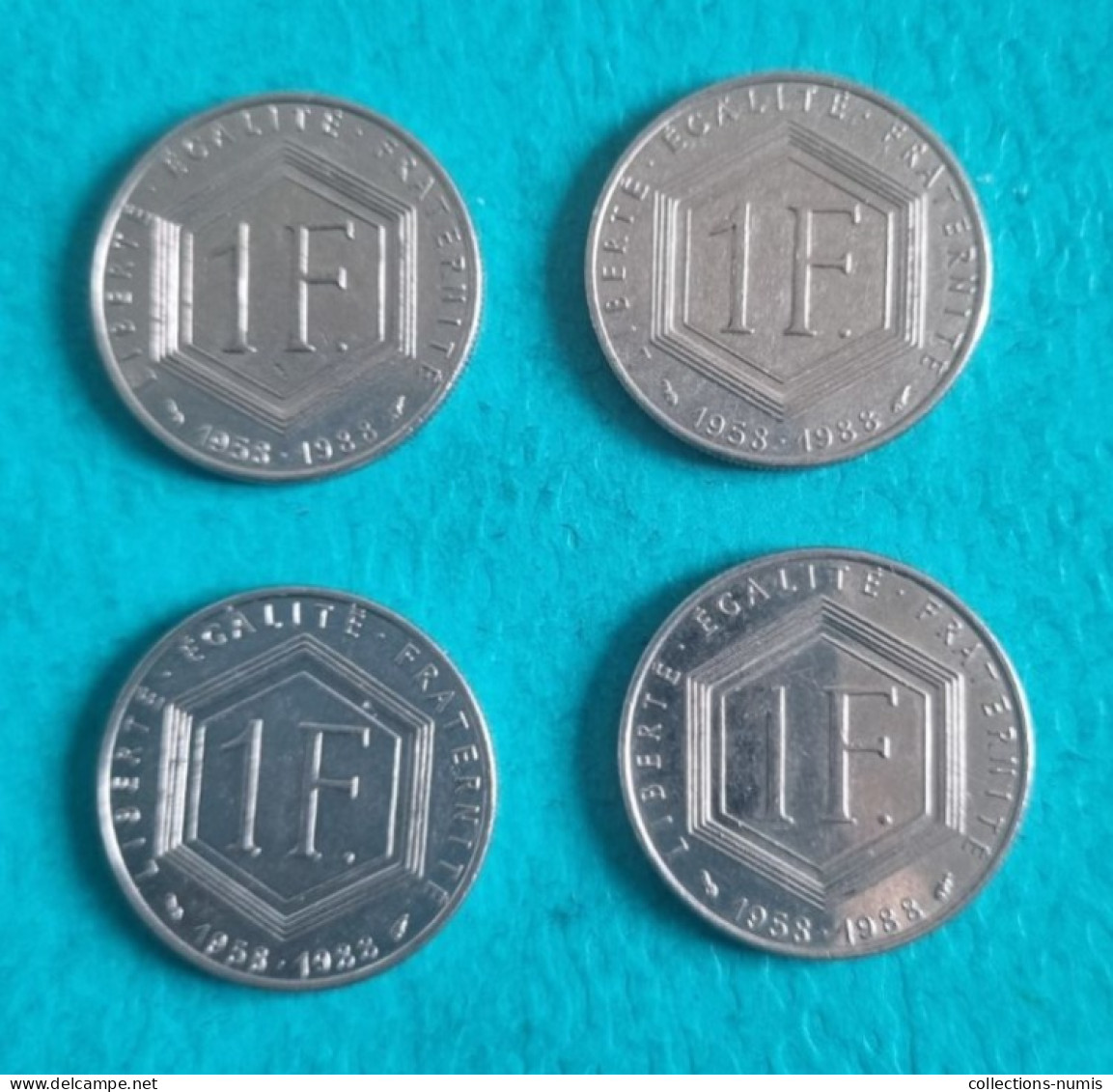 4 Pieces De 1 Francs, De Gaulle - 1 Franc