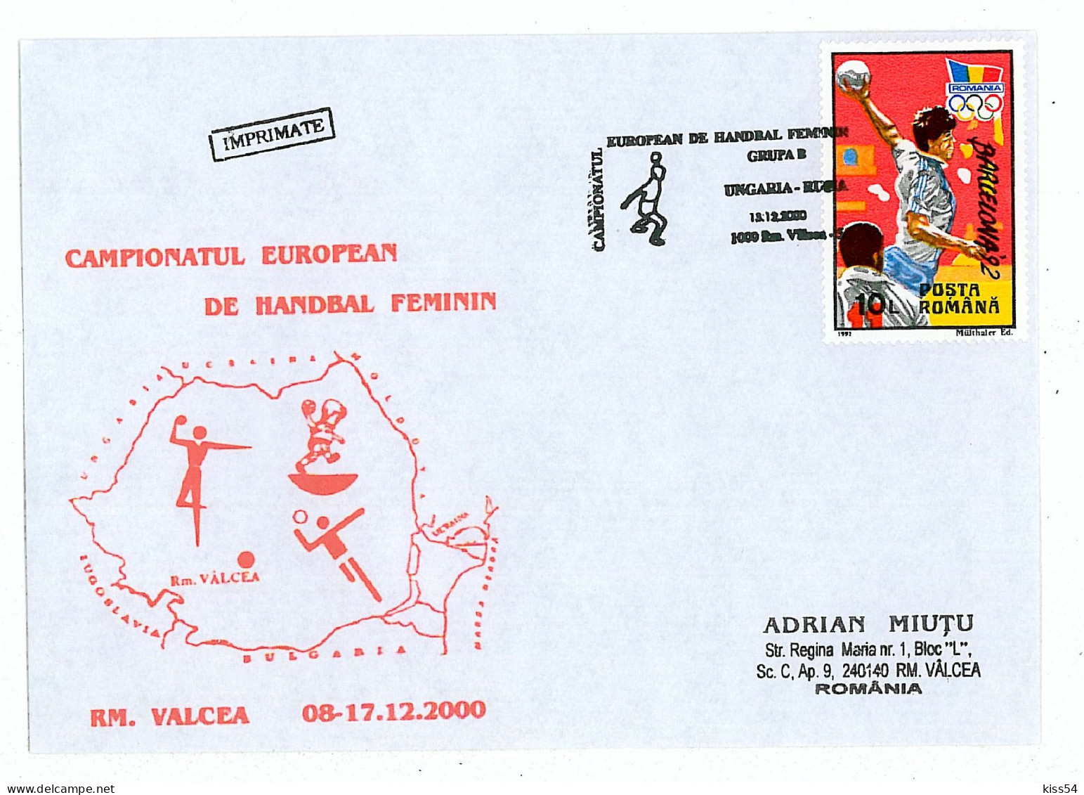 H 5 - 133 HANDBALL, Hungary-Russia, Romania - Cover - Used - 2000 - Lettres & Documents