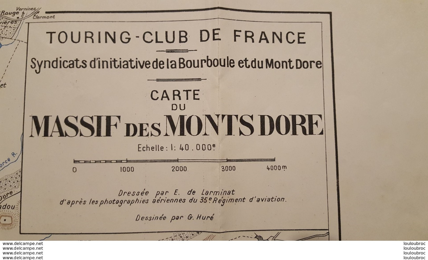 TOURING CLUB DE FRANCE CARTE DU MASSIF DES MONTS DORE FORMAT DEPLIE 65 X 50 CM - Dépliants Touristiques