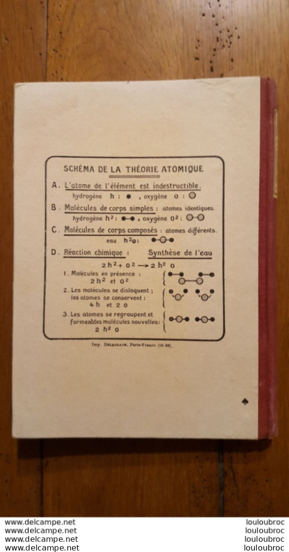 SCIENCES PHYSIQUES CLASSE DE CINQUIEME PREMIERE ANNEE 1939 DE PASTOURIAUX ET RUMEAU LIBRAIRIE DELAGRAVE - 12-18 Years Old