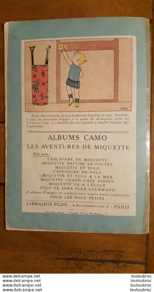 ALBUMS CAMO POLO NE SERA PLUS GOURMAND LIBRAIRIE PLON 1924 - Autres & Non Classés