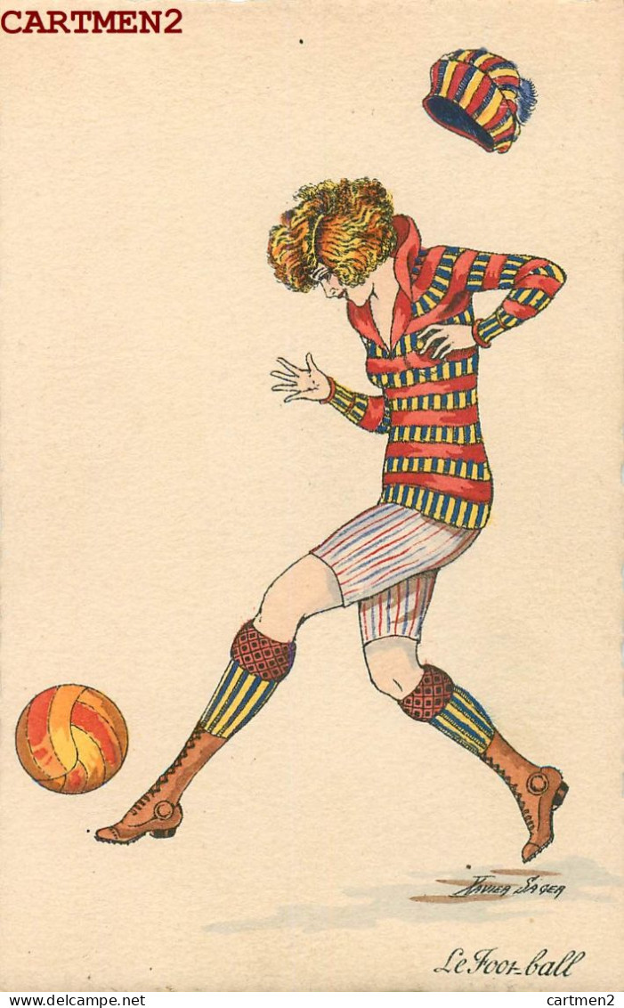 XAVIER SAGER " LE FOOTBALL" POCHOIR EROTISME ART DECO ILLUSTRATEUR ART NOUVEAU DECO ILLUSTRATOR - Sager, Xavier