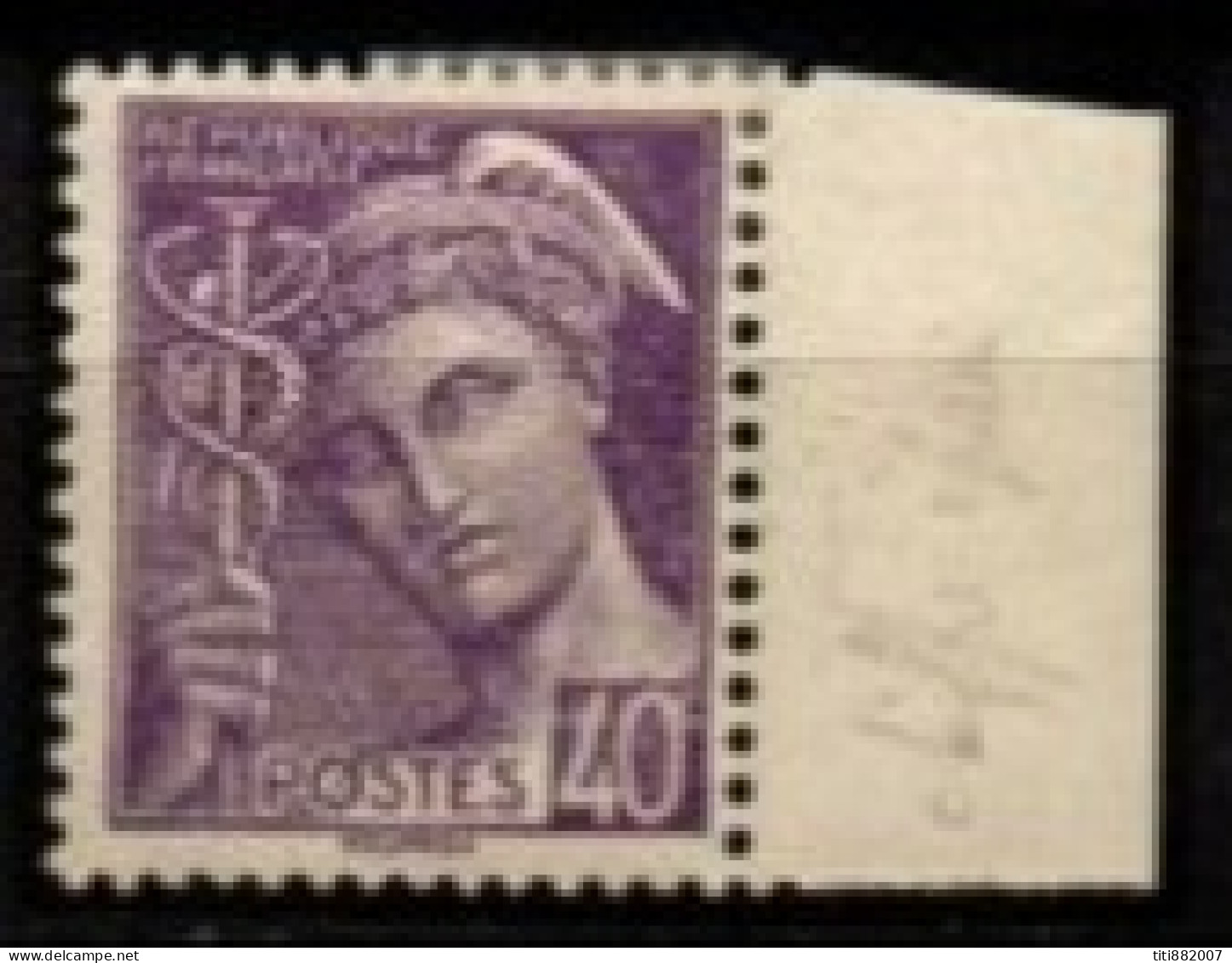 FRANCE    -   1938 .   Y&T N° 413 *  . Chiffre épais + Neige - Unused Stamps