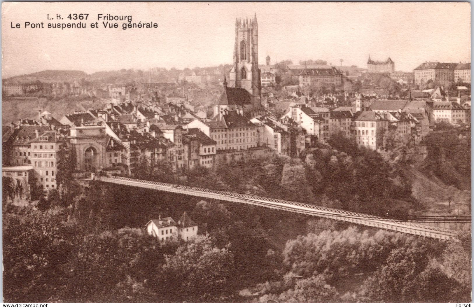 Fribourg, Le Pont Suspendu Et Vue Générale - Fribourg