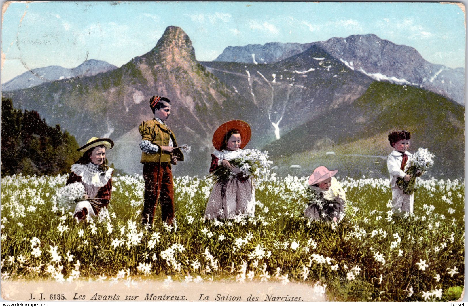 Les Avants Sur Montreux , La Saison De Narcisses (Les Avants 1911, Sent To Russia) - Montreux