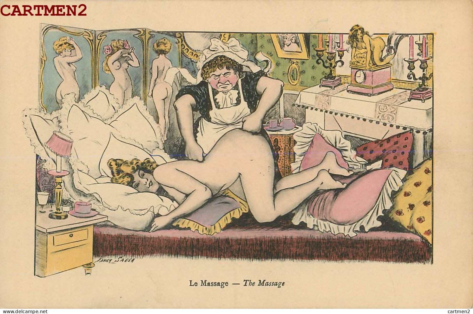 XAVIER SAGER " LE MASSAGE " EROTISME EROTICISM ART DECO ILLUSTRATEUR ART NOUVEAU DECO ILLUSTRATOR - Sager, Xavier