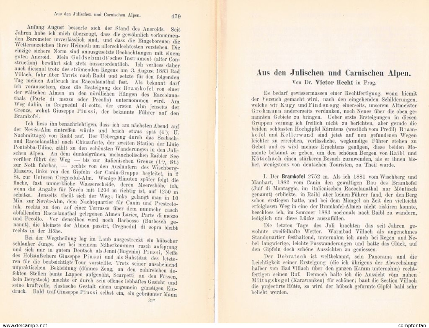 A102 1497 Victor Hecht Julische Alpen Karnische Alpen Artikel 1883 - Autres & Non Classés