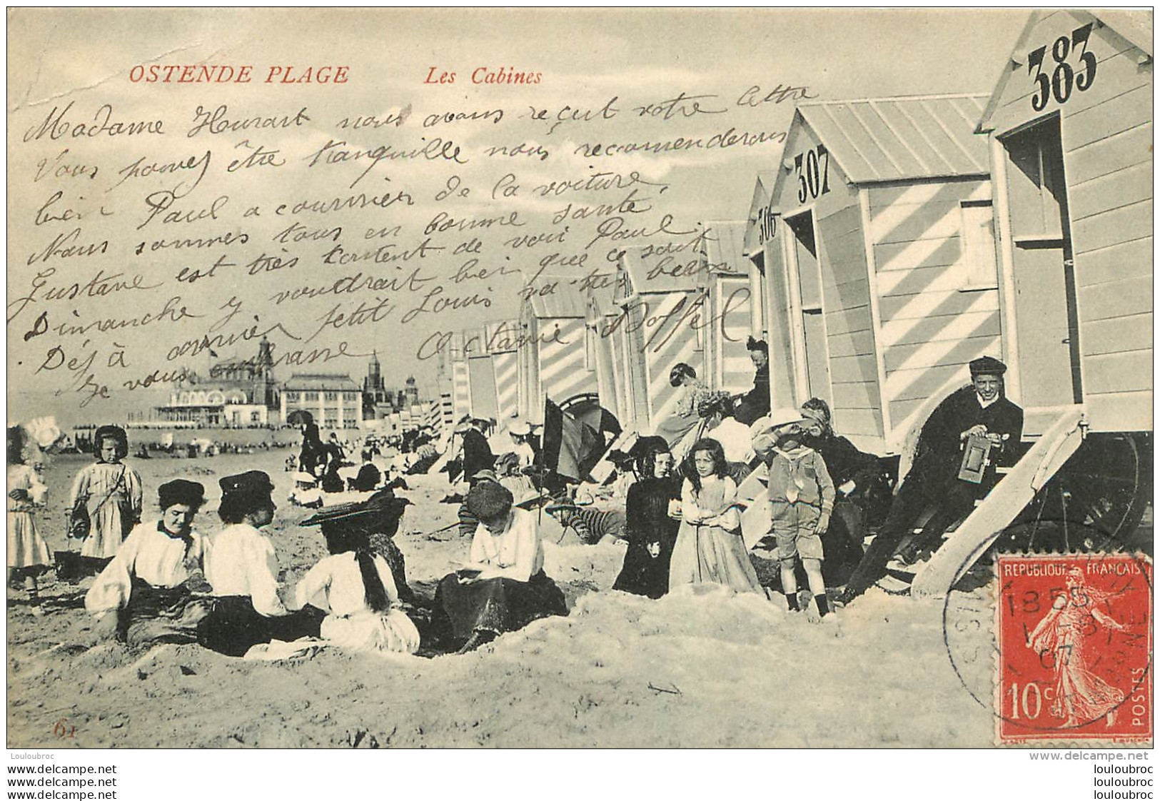 OOSTENDE PLAGE LES CABINES 1907 - Oostende