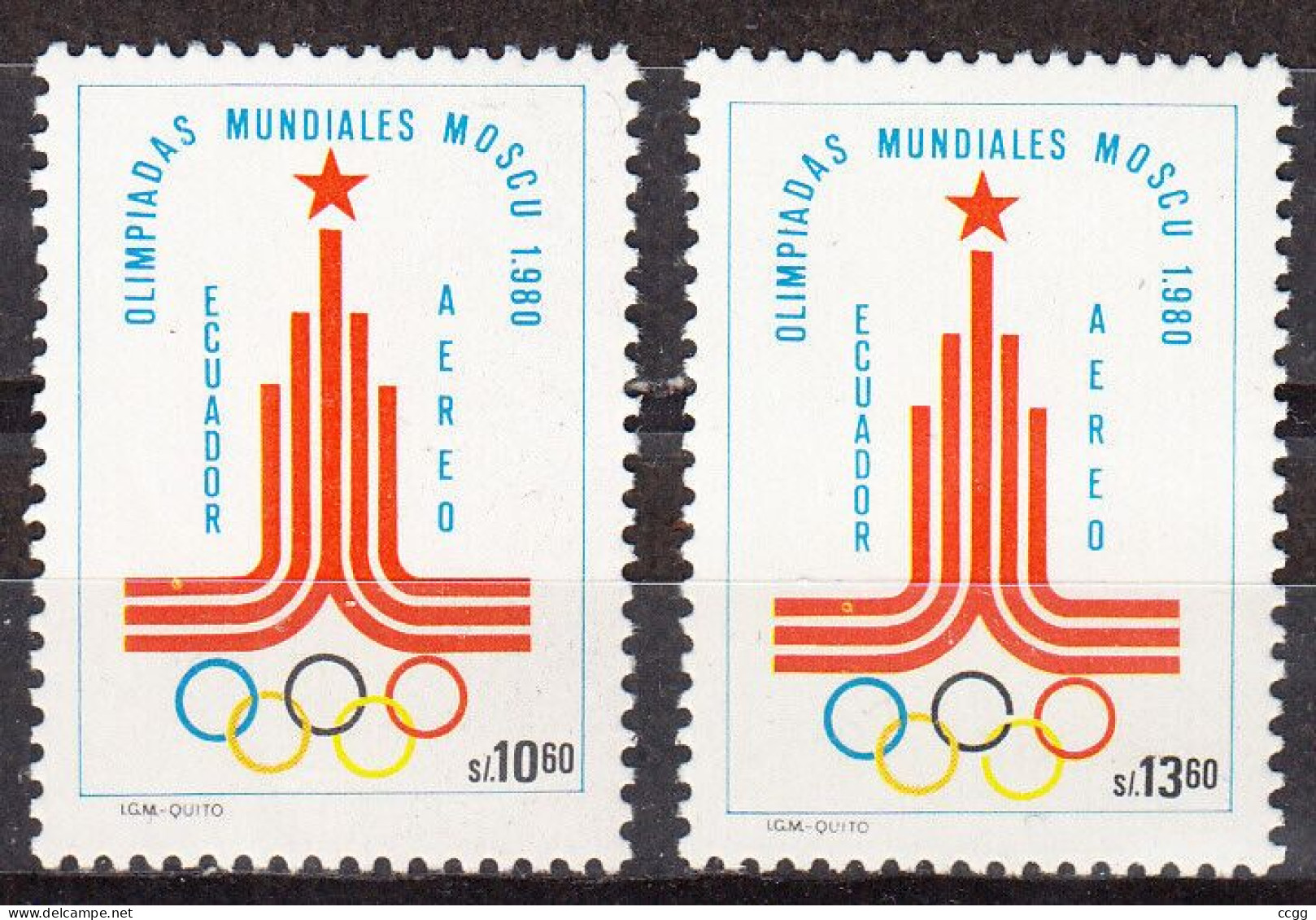 Olympische Spelen  1980 , Ecuador - Zegels Postfris - Ete 1980: Moscou