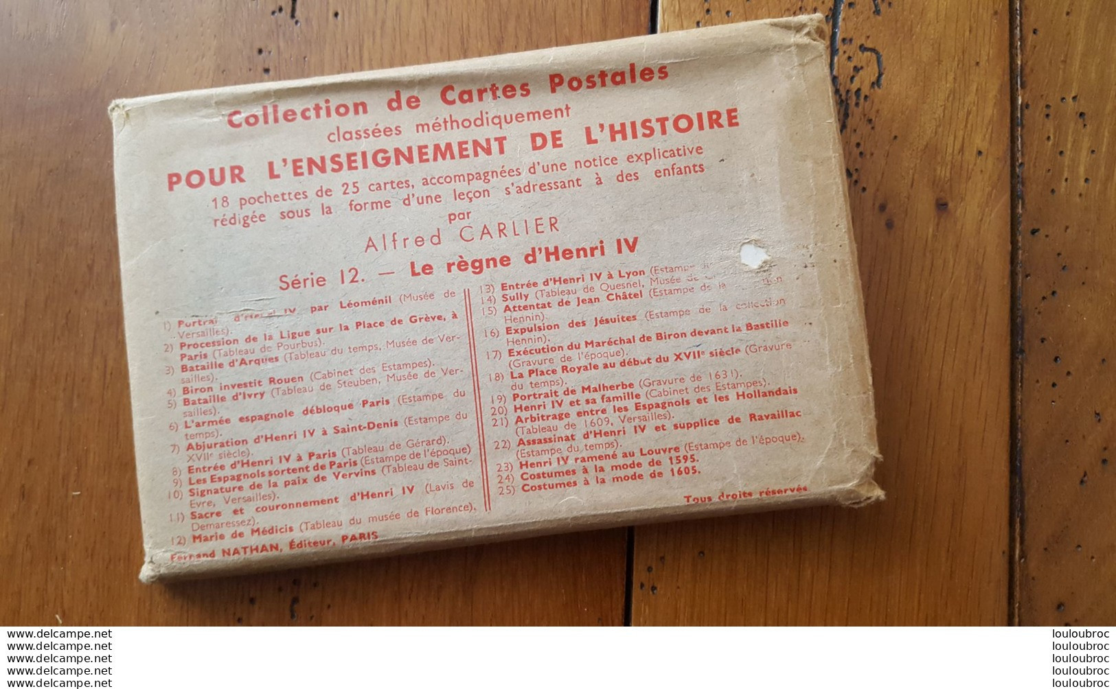 ENSEIGNEMENT DE L'HISTOIRE PAR ALFRED CARLIER POCHETTE DE 25 CARTES SERIE N°12 LE REGNE D'HENRI IV - Historia