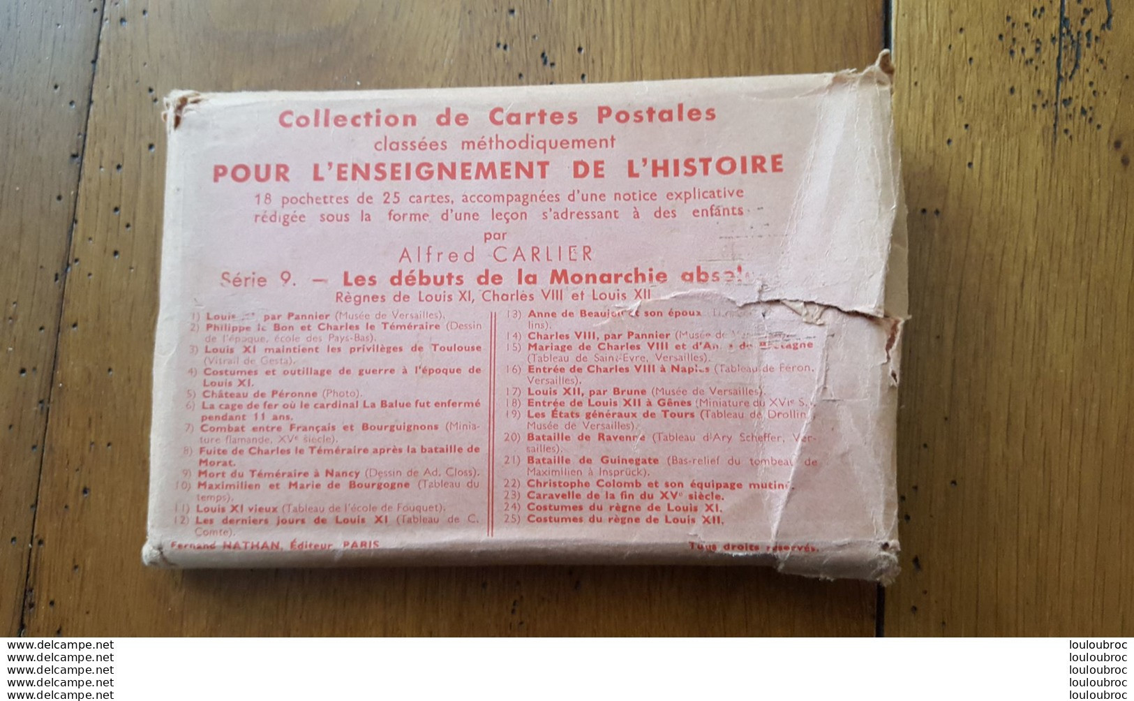 ENSEIGNEMENT DE L'HISTOIRE PAR ALFRED CARLIER POCHETTE DE 25 CARTES SERIE N°9 LES DEBUTS DE LA MONARCHIE ABSOLUE - History