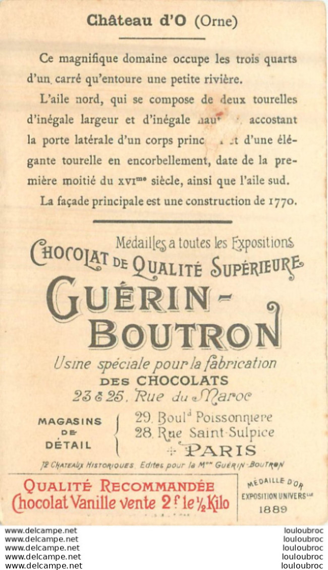 CHROMO  CHOCOLAT GUERIN BOUTRON  CHATEAU D'O - Guerin Boutron