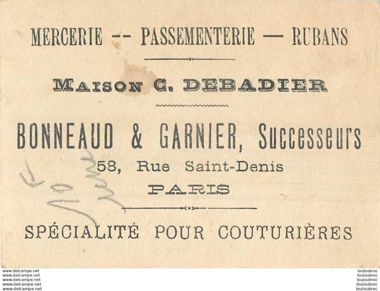 CHROMO  MAISON C.  DEBADIER  BONNEAUD ET GARNIER SUCCESSEURS PARIS - Other & Unclassified